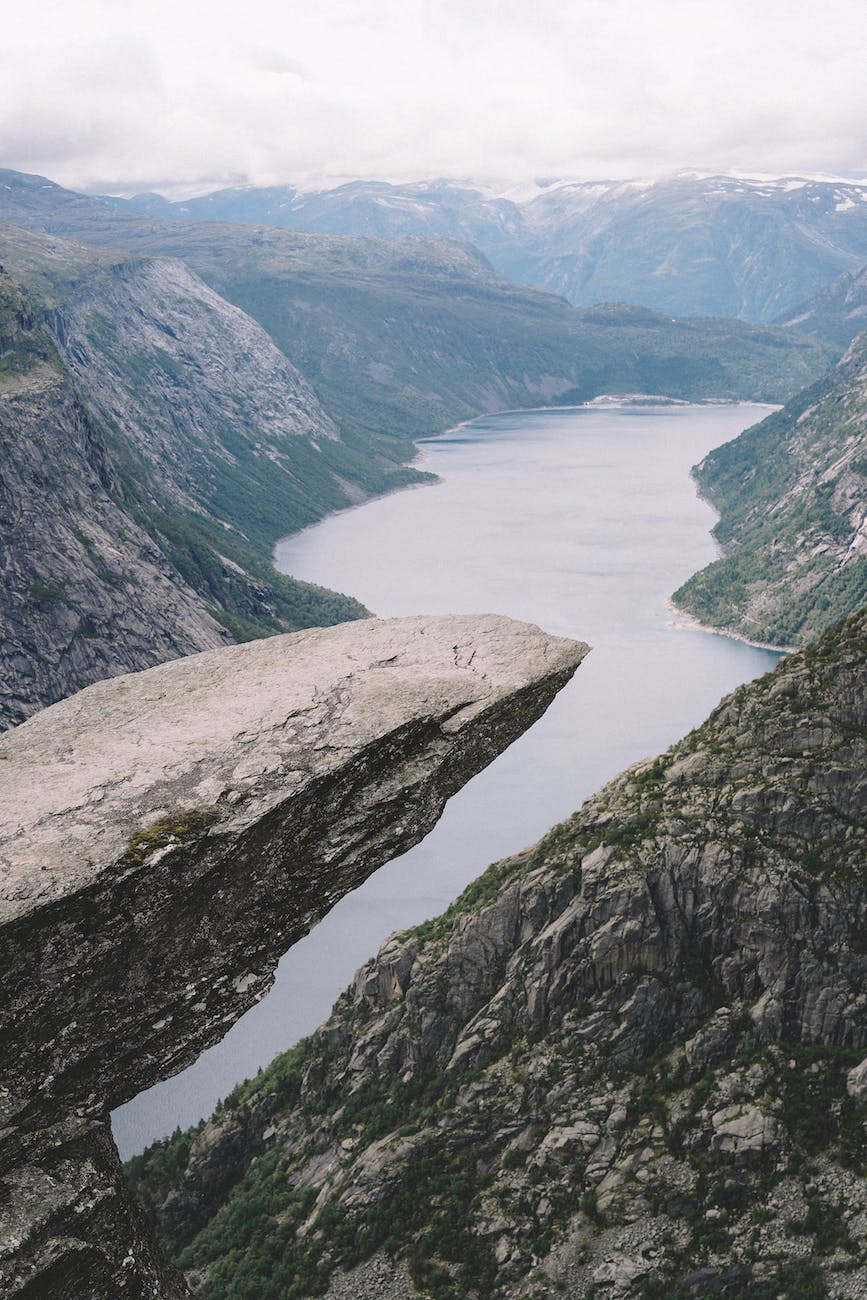 river in the middle of mountains