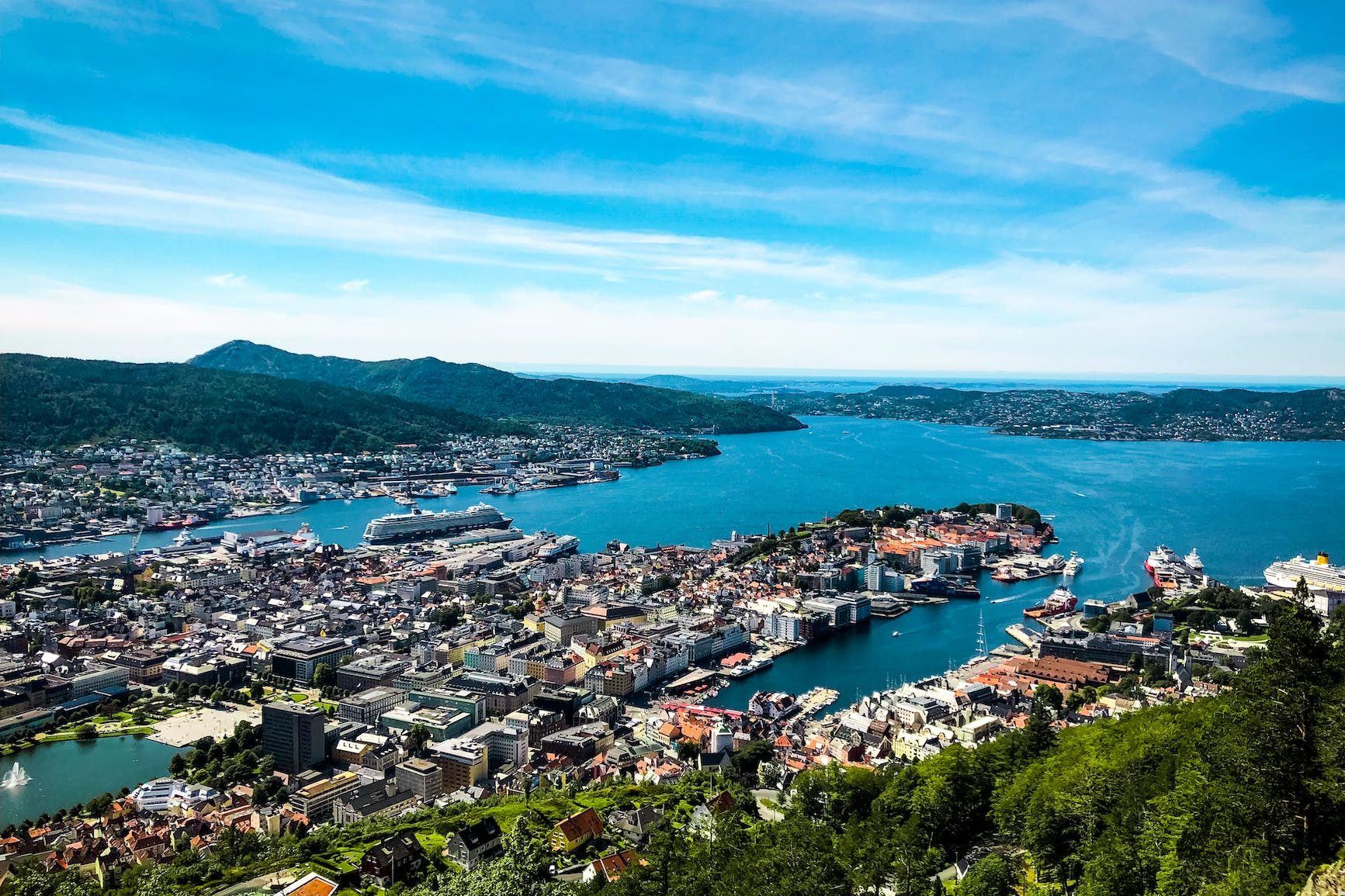 aerial view of city near body of water